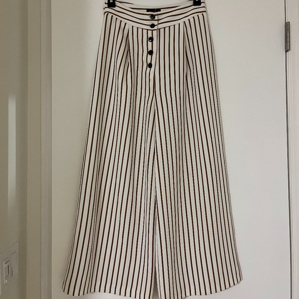 Topshop Brown/White Striped Wide Leg Pants